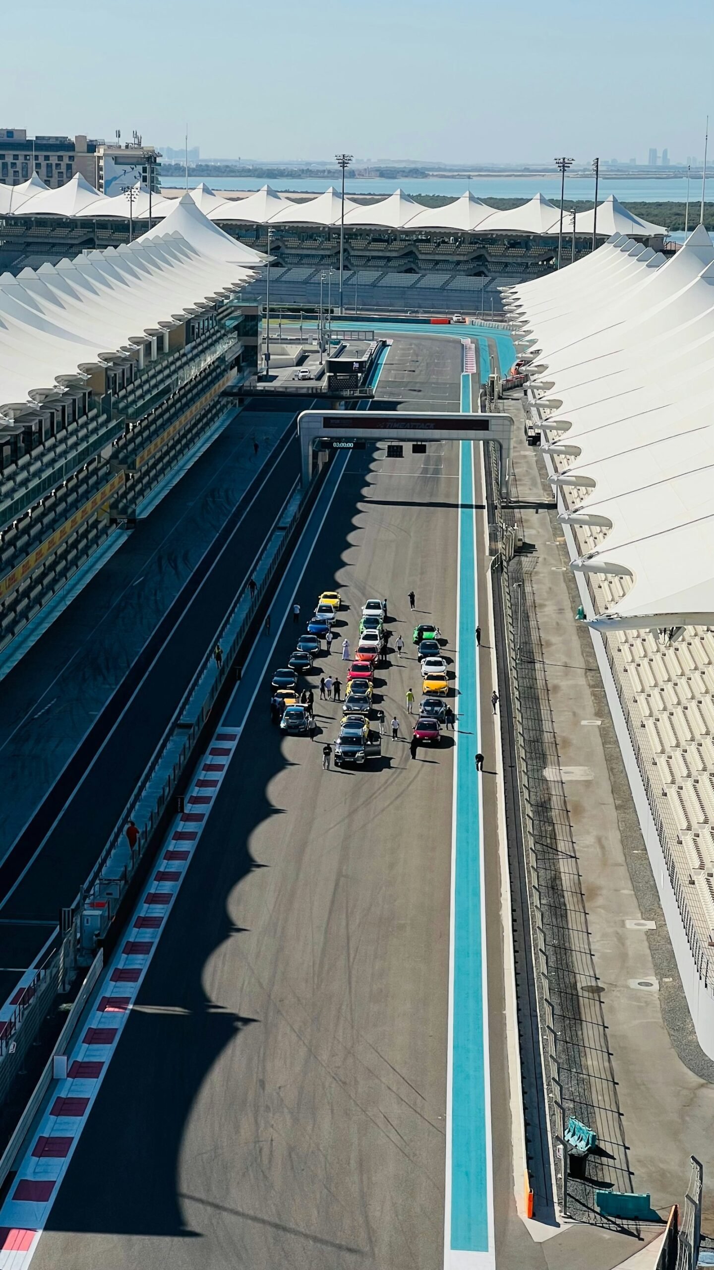 Aerial view of Yas Marina Circuit, Yas Island, Abu Dhabi